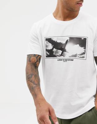 Blanc Dos shirt Avec Au Inscription Pull amp;bearT b7gYf6yv