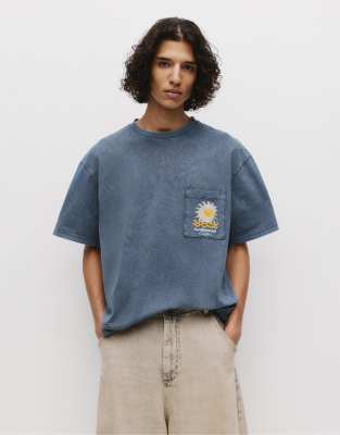T-shirt avec poche  broderie soleil - Pull & bear - Modalova
