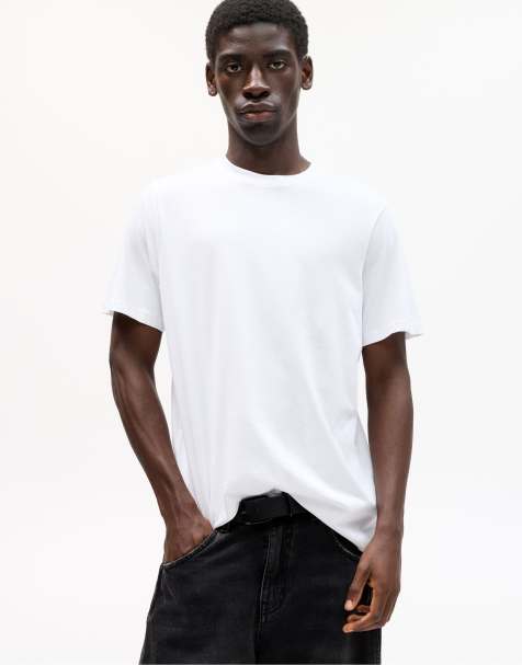 Pull&Bear - T-shirt basic a maniche corte in cotone bianca - view 1