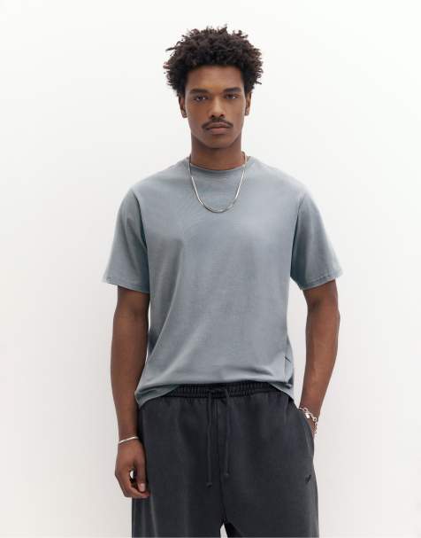 Pull&Bear - T-shirt basic a maniche corte in cotone blu pastello - view 1