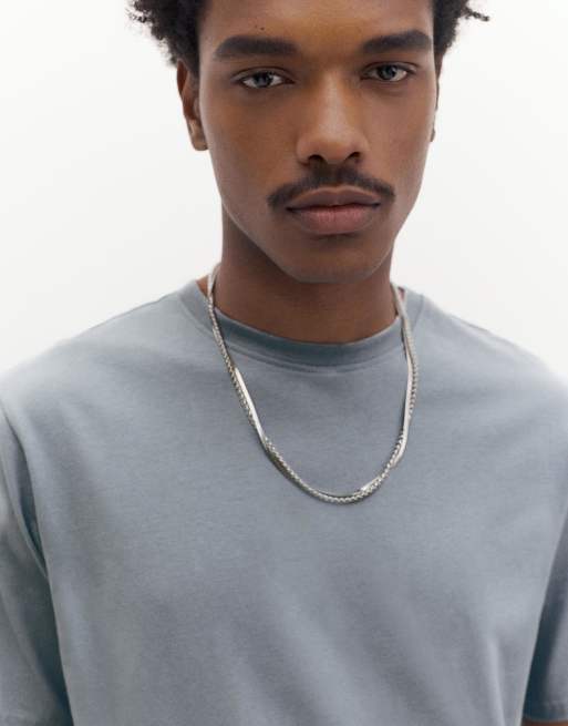 Pull&Bear - T-shirt basic a maniche corte in cotone blu pastello, 3 di 7