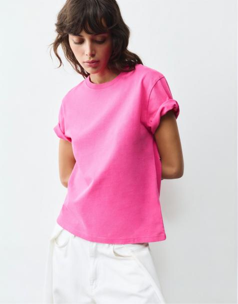 Pull&Bear - T-shirt basique à manches courtes - Rose - view 1