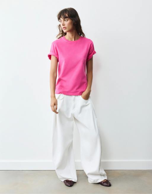 Pull&Bear - T-shirt basique à manches courtes - Rose, 4 de 7