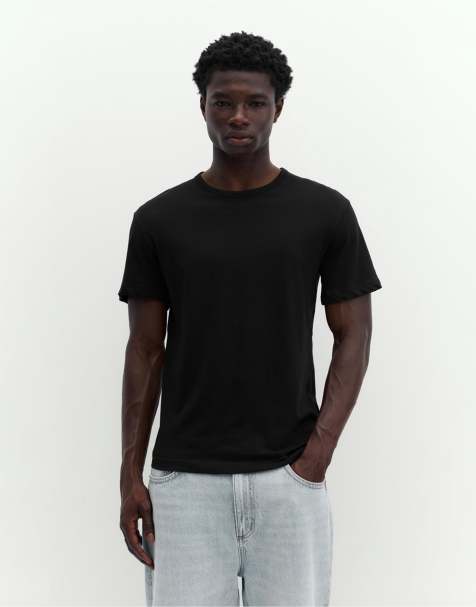 Pull&Bear - T-shirt basique coupe ajustée - Noir - view 1