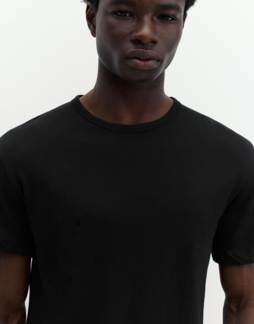 Pull&Bear - T-shirt basique coupe ajustée - Noir, 3 de 7