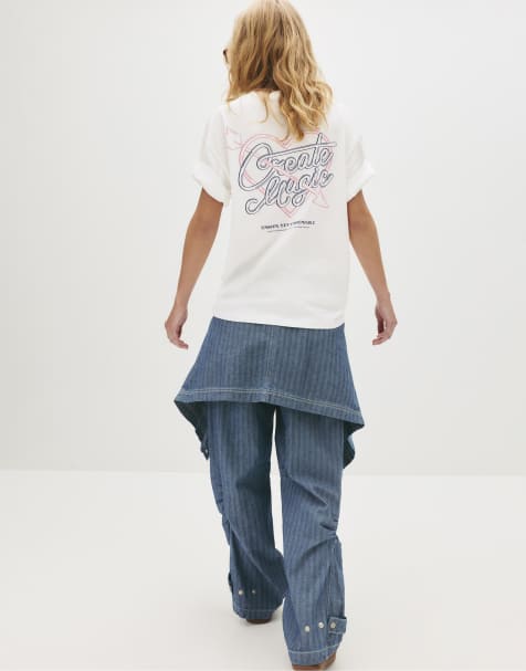 Pull&Bear - T-shirt bianca con grafica di cuore - view 1
