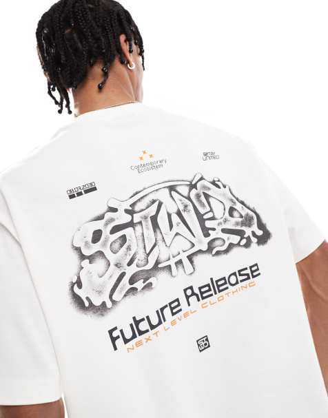 Pull&Bear - T-shirt bianca con grafica "Future Release" sul retro - view 1