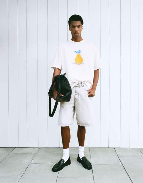 Pull&Bear - T-shirt bianca con scritta limone e scritta ricamata - view 1