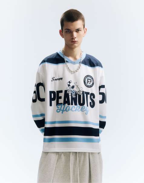 Pull&Bear - T-shirt bianco sporco con grafica dei Peanuts stile Hockey - view 1