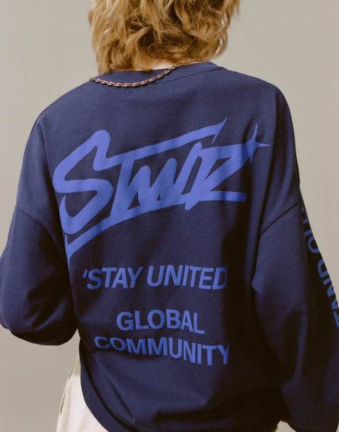 Pull&Bear - T-shirt blu navy con stampa STWD - view 1