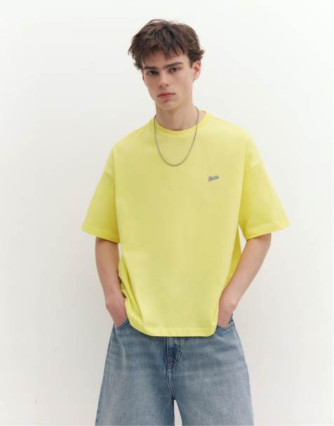 Pull&Bear T-shirt boxy à logo Stwd jaune - view 1