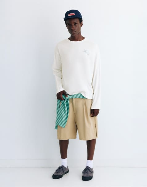 Pull&Bear T-shirt boxy étoile écru - view 1