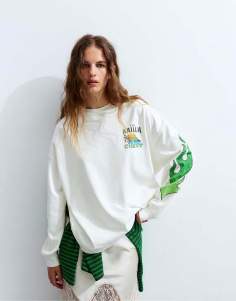 Pull&Bear - T-shirt color ghiaccio con grafica Kailua - view 1