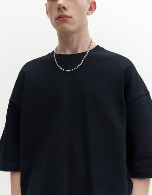 Pull&Bear - T-shirt comoda nera, 3 di 4