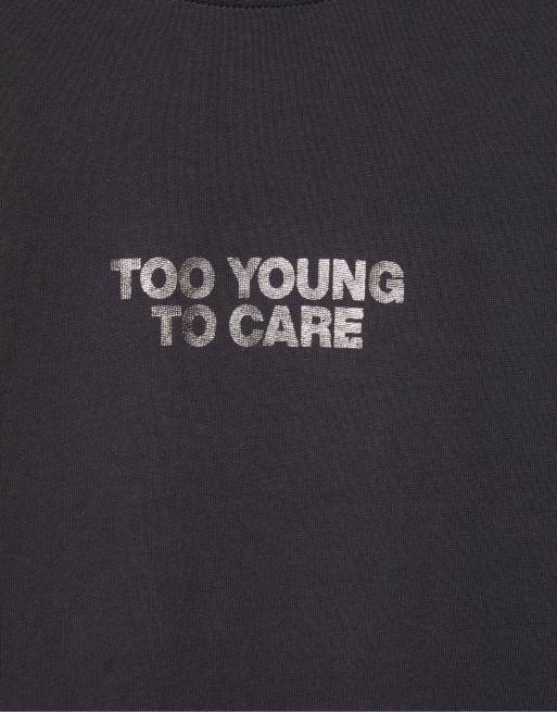 Pull&Bear T-shirt con scritta metallizzata in grigio scuro, 6 di 7