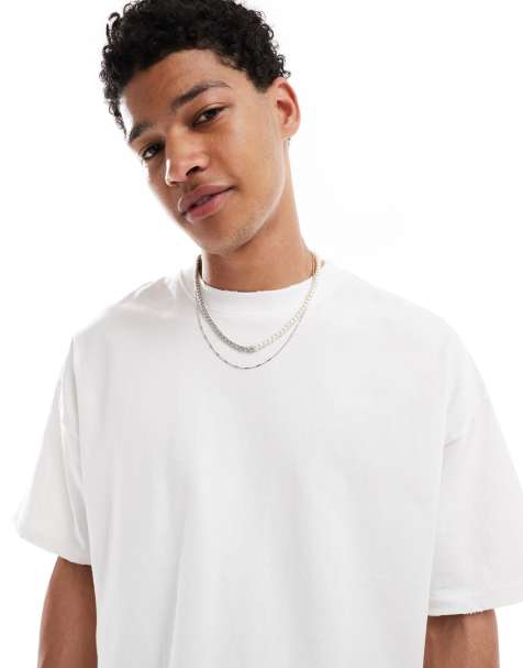 Pull&Bear - T-shirt coupe carrée à bords francs - Blanc - view 1
