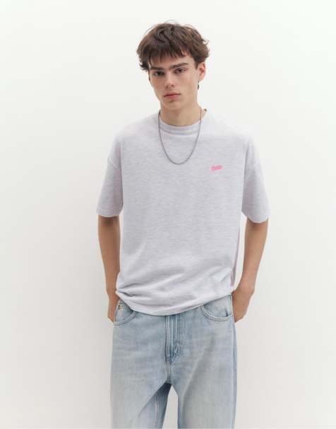 Pull&Bear - T-shirt coupe carrée à logo STWD - Gris moyen - view 1