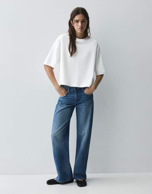 Pull&Bear - T-shirt coupe carrée à manches courtes - Blanc, 4 de 7