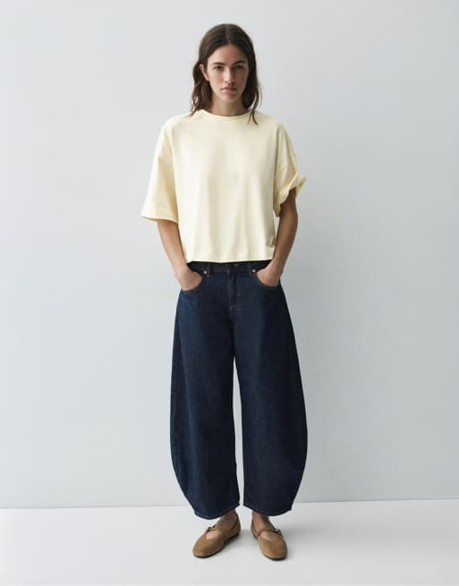 Pull&Bear - T-shirt coupe carrée à manches courtes - Vanille, 4 de 7