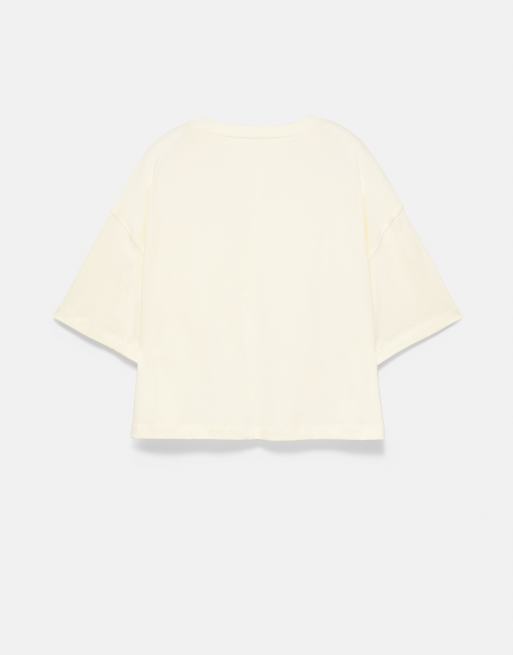 Pull&Bear - T-shirt coupe carrée à manches courtes - Vanille, 7 de 7