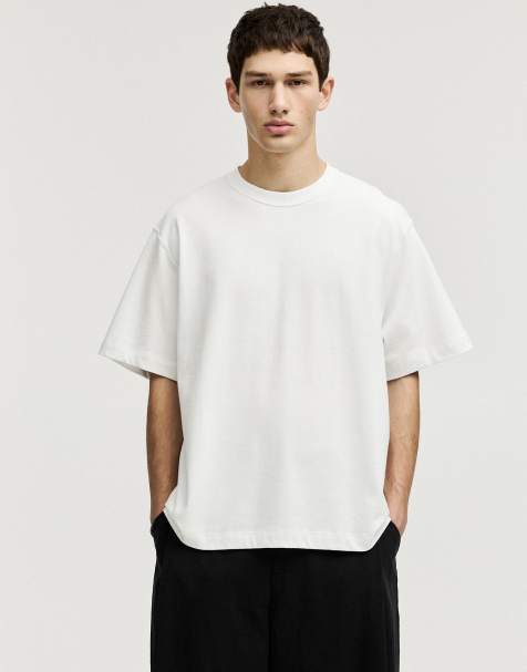 Pull&Bear - T-shirt coupe carrée en tissu doux - Blanc - view 1