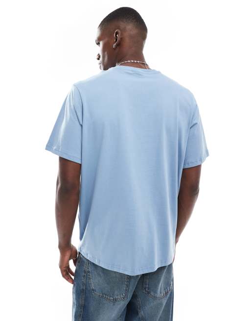 Pull&Bear - T-shirt coupe classique - Bleu, 3 de 4