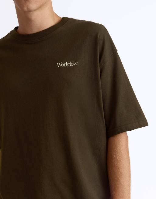 Pull&Bear t-shirt coupe relaxed à slogan graphique couleur chocolat, 3 de 7