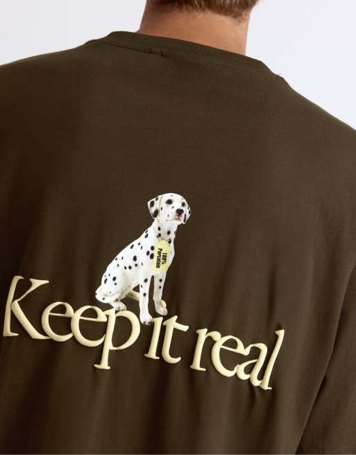 Pull&Bear t-shirt coupe relaxed à slogan graphique couleur chocolat, 5 de 7