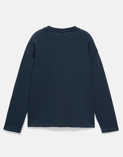 Pull&Bear t-shirt coupe relaxed épaisse bleu marine, 7 de 7