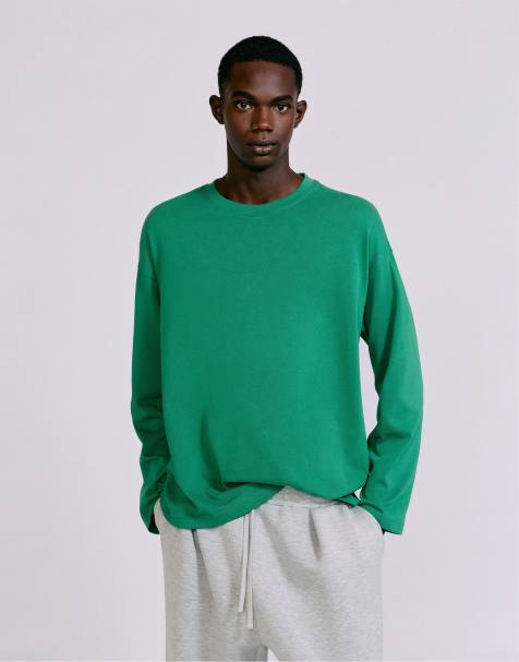Pull&Bear t-shirt coupe relaxed épaisse vert - view 1