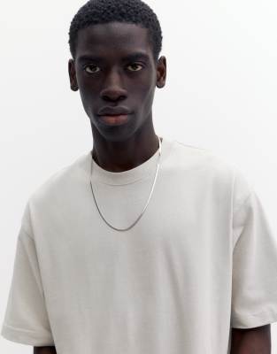 Pull & Bear - T-shirt crop top à manches courtes - Gris