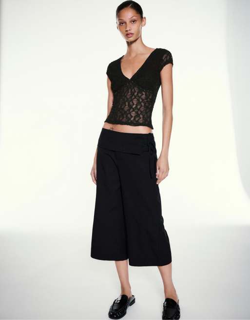 Pull&Bear t-shirt en dentelle à clous noir, 4 de 7