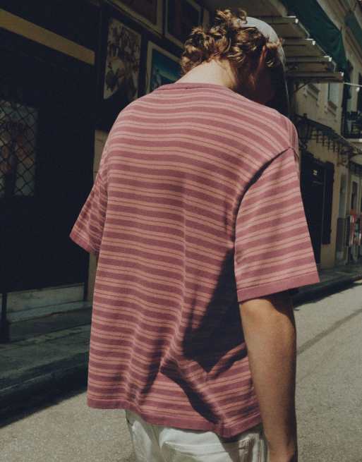 Pull&Bear t-shirt en maille à rayures violet, 3 de 7