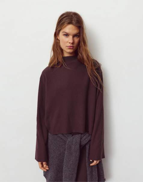 Pull&Bear - T-shirt en maille douce - Bordeaux - view 1