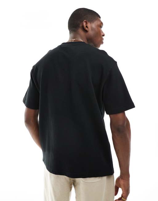 Pull&Bear - T-shirt en maille ottoman texturée - Noir, 2 de 4