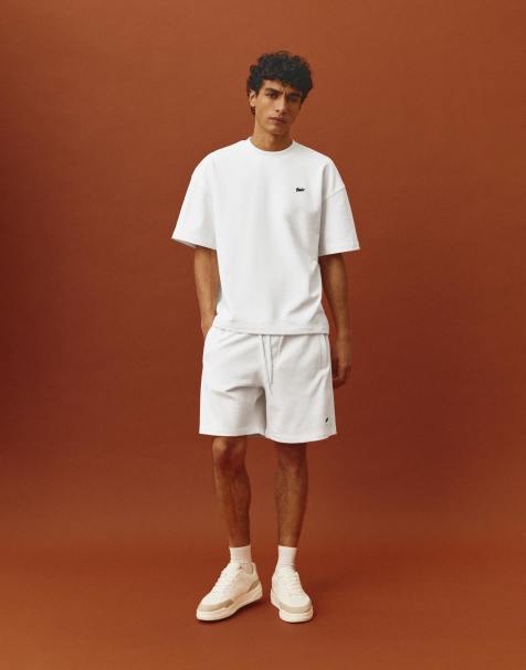 Pull&Bear - T-shirt épais à manches courtes et logo - Blanc - view 1