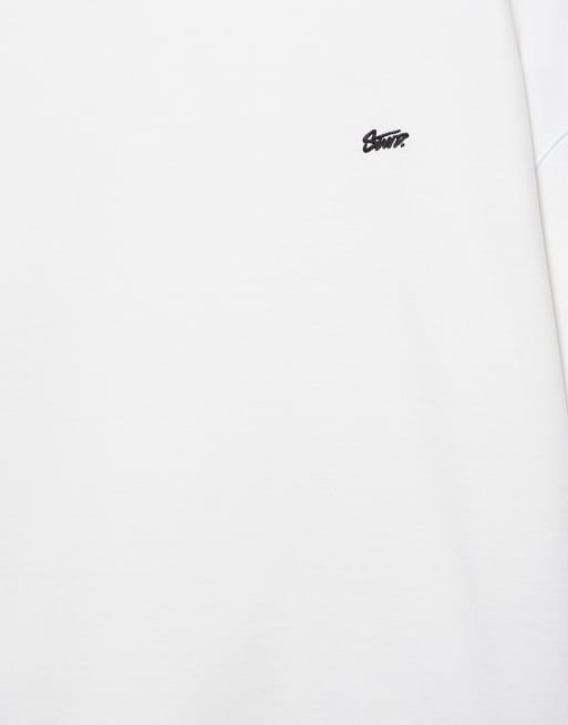 Pull&Bear - T-shirt épais à manches courtes et logo - Blanc, 4 de 4