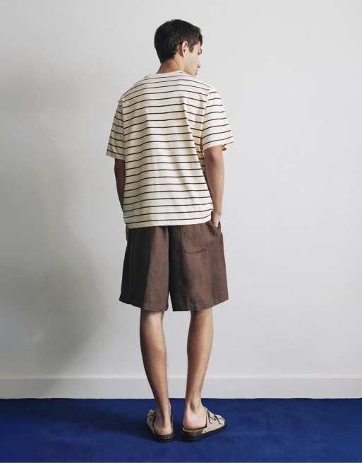 Pull&Bear - T-shirt gialla a righe con scritta, 2 di 4