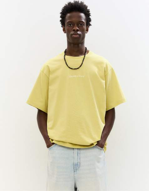 Pull&Bear - T-shirt gialla con ricamo - view 1