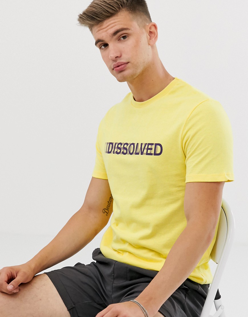 Pull&Bear - T-shirt gialla con stampa sul petto-Giallo