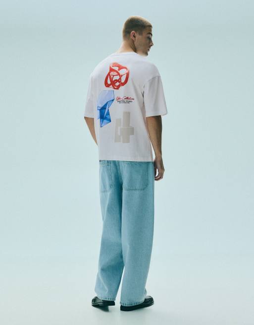 Pull&Bear t-shirt graphique ample Conceptual studio blanc, 2 de 7