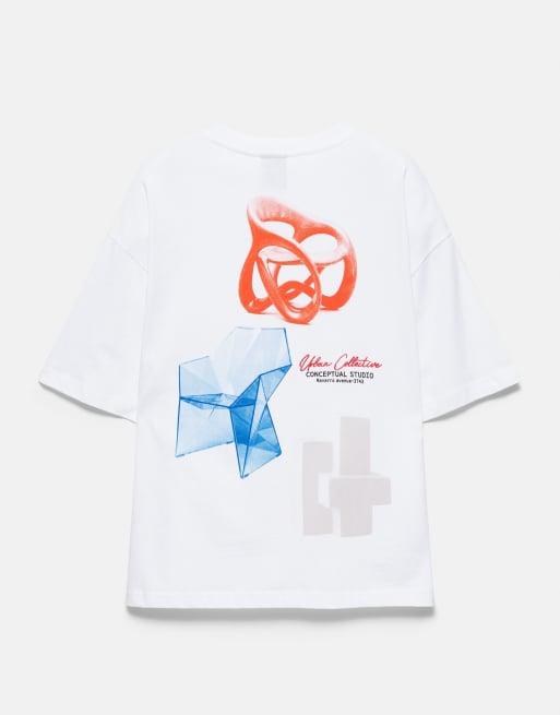 Pull&Bear t-shirt graphique ample Conceptual studio blanc, 7 de 7
