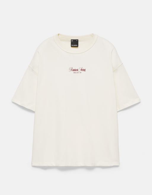 Pull&Bear t-shirt graphique coupe ample style swing écru, 5 de 7