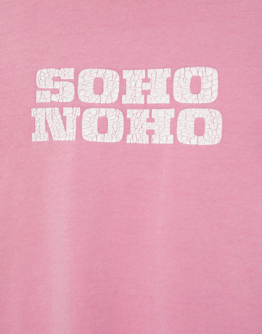 Pull&Bear t-shirt graphique effet craquelé rose, 6 de 7