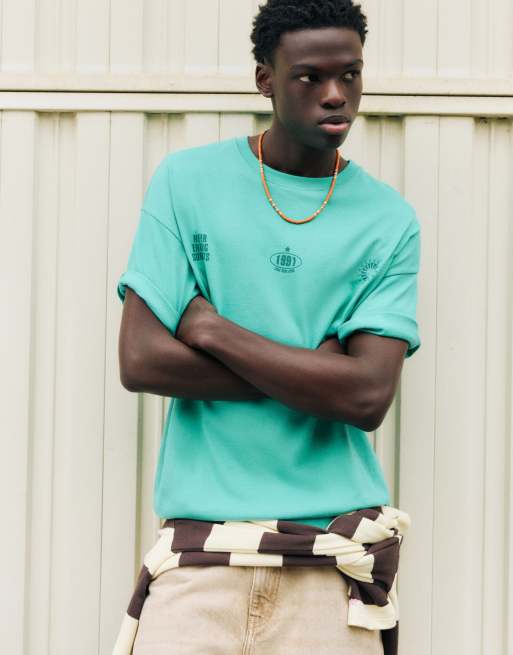 Pull&Bear T-shirt graphique soleil Stwd turquoise, 6 de 7