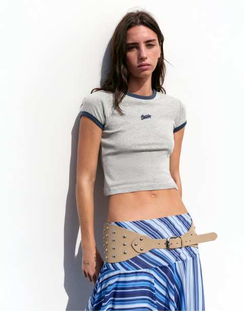 Pull&Bear T-shirt graphique Stwd gris chiné - view 1