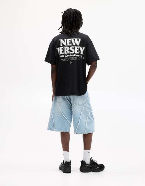 Pull&Bear - T-shirt grigia con stampa New Jersey - view 1