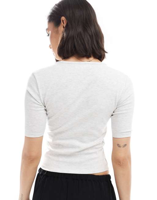 Pull&Bear - T-shirt - Gris chiné, 4 de 4