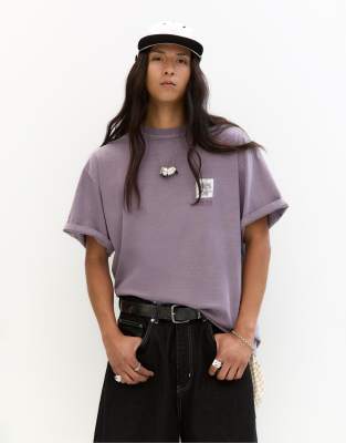T-shirt imprim - Mauve - Pull & bear - Modalova