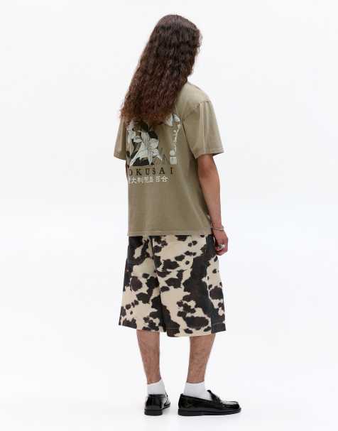 Pull&Bear – T-Shirt in Beige mit „Hokusai“-Print - view 1